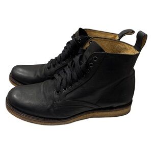 Frye Philip Crepe Size 10, Black Leather Men's Boots